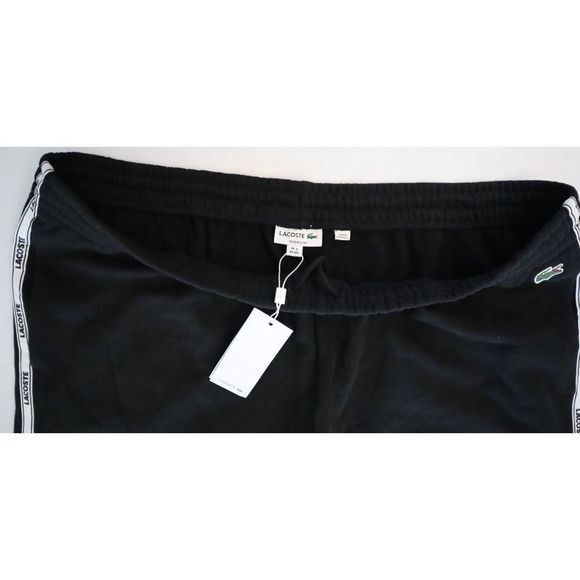Lacoste XH120851 Men Sz 4XL Black Branded Bands Skinny Fleece Jogging Pants $120 - Picture 6 of 12